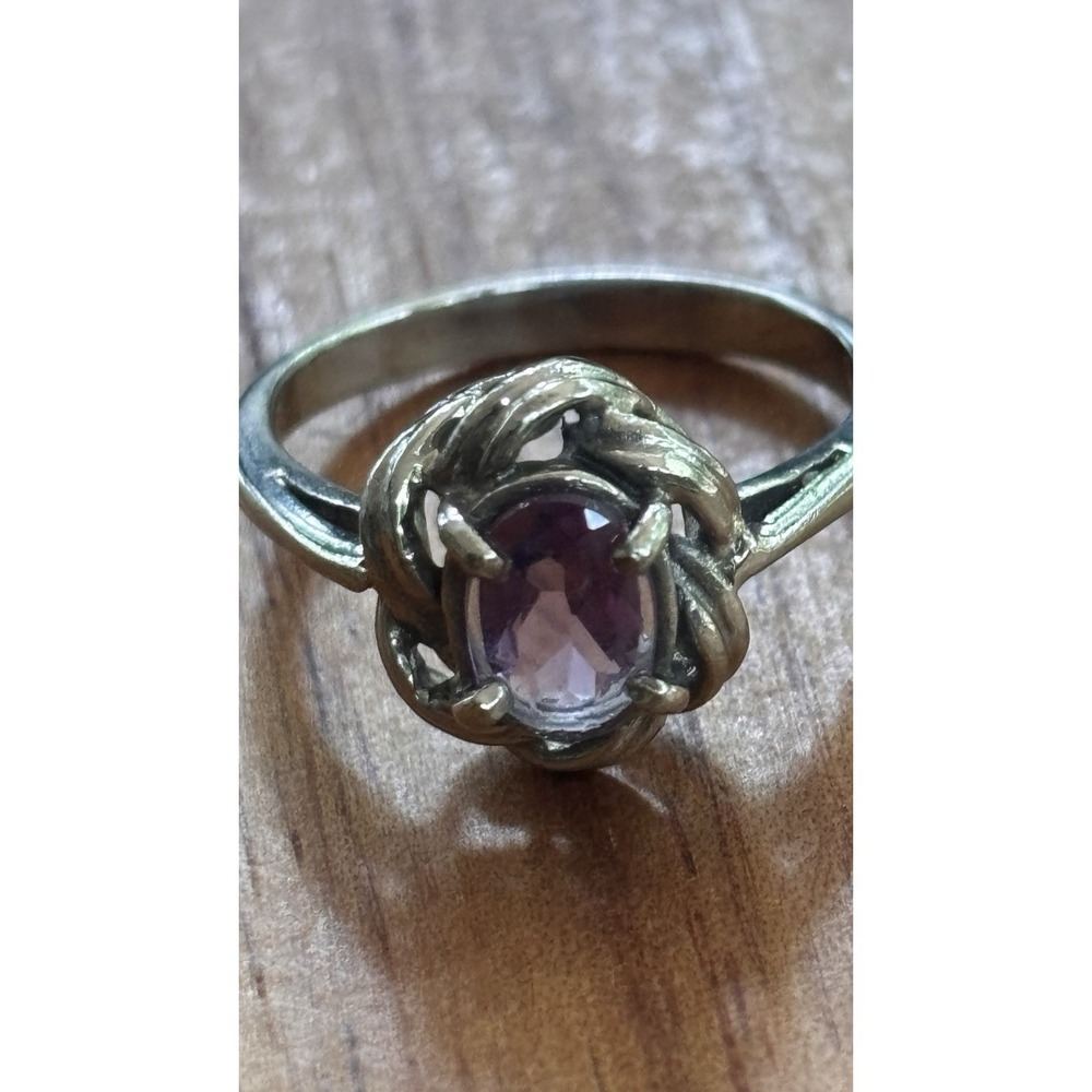 VTG Amethyst Gemstone Sterling Silver Ring Size 6.5